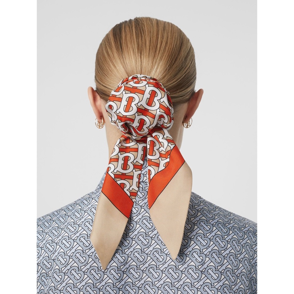 Burberry Monogram Print Silk Hair Scarf